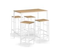 Ensemble Table Haute De Bar Detroit 100 Cm Et 4 Tabourets Bois Et Métal Blanc Design Industriel Blanc