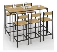IDMarket - Ensemble Table Haute de Bar Detroit 150 cm Bois et métal Noir