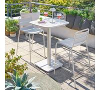 Ensemble table haute de jardin carrée + 2 chaises hautes ALEGORIA Argile places - Acier traité époxy, Traitement anti-rouille renforcé Hespéride