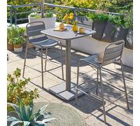 Ensemble table haute de jardin carrée + 2 chaises hautes ALEGORIA Café places - Acier traité époxy, Traitement anti-rouille renforcé Hespéride