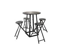 Ensemble table haute et 4 tabourets ext - Noir