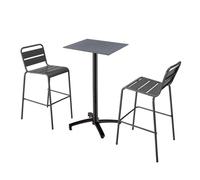 Ensemble table haute stratifié gris et 2 chaises hautes gris - Oviala Opéra