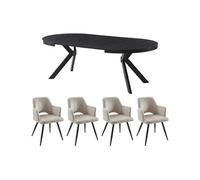 Ensemble table KOMONI + 4 chaises KADIJA - Noir et beige
