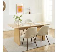 Ensemble table LANGO chêne et 4 chaises ELISABETH tissu beige