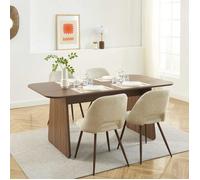 Ensemble table LANGO noyer et 4 chaises ELISABETH tissu beige