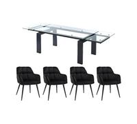 Ensemble table LUBANA + 4 chaises PEGA - Transparent et noir