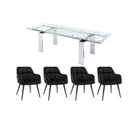 Ensemble table LUBANA + 4 chaises PEGA - Transparent et noir