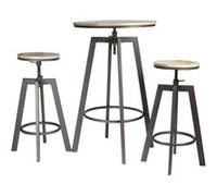 Ensemble table mange debout avec 2 tabourets Aria Gris G