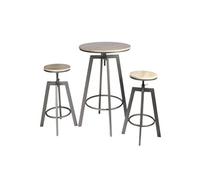 STARK - Ensemble Table Mange-Debout et 2 Tabourets Réglables - Altobuy Marron