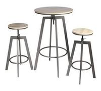 STARK - Ensemble Table Mange-Debout et 2 Tabourets Réglables - Altobuy Marron