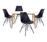 GRAM - Ensemble Table Naturelle et Blanche + 4 Chaises Noires - Altobuy Blanc