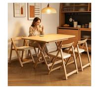 Ensemble Table Pliante Cuisine en Bois avec 4 Chaises,Petite Table De Cuisine Extensible sur roulettes avec Rangement,Peu Encombrant pour Petit Espace Salon