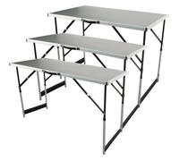 Ensemble table pliante multifonction Aluminium 3 pcs - BRÜDER MANNESMANN - Gris - Réglable en 4 hauteurs