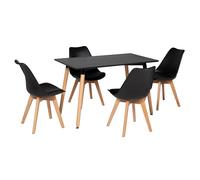 Ensemble table rectangulaire 120cm PIA et 4 chaises NORA noir