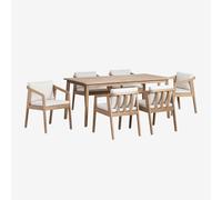 Ensemble Table Rectangulaire (180x90 Cm) Et 6 Chaises De Salle À Manger En Bois D'acacia Kaela Brun Acacia