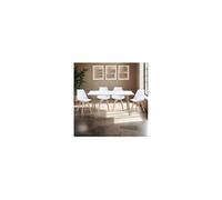 Ensemble table rectangulaire de repas + 4 chaises blanches - SCANDI