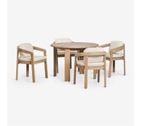 Ensemble Table Ronde Ø110 Cm Et 4 Chaises De Jardin En Bois D'acacia Uleno Acacia Marron Clair