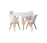 Happy Garden Ensemble table ronde MARTHA 120 cm avec 4 chaises NORA blanc