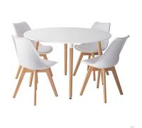 Happy Garden Ensemble table ronde MARTHA 120 cm avec 4 chaises NORA blanc