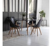 Ensemble Table Ronde 120cm Martha Et 4 Chaises Nora Noir Noir