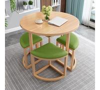 Ensemble Table Ronde - Assise en Mousse à Résilience, Planche en Bois, Pattes en Métal - Confortable et Économique en Espace for Cuisine, Restaurant, Bureau et Salon(Cloth-Light-Green)