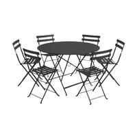 Ensemble Table ronde + Chaises FERMOB Bistro 6 personnes - Carbone