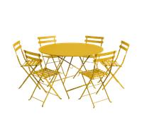 Ensemble Table ronde + Chaises FERMOB Bistro 6 personnes - Miel