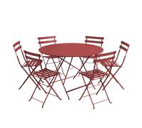 Ensemble Table ronde + Chaises FERMOB Bistro 6 personnes - Piment