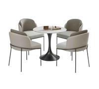 Ensemble table ronde de réception moderne grise avec 4 chaises à dossier doux, meubles de salle à manger et de négociation élégants pour bureaux et espaces de club
