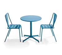 Ensemble table ronde et 2 chaises de jardin bistrot en métal pacific - Oviala Palavas
