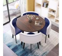 Ensemble table ronde et chaises - Mobilier de salle à manger peu encombrant, 1 table et 4 chaises pour bureau, réception et salon, montage facile