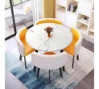 Ensemble table ronde et chaises - Mobilier de salle à manger peu encombrant, 1 table et 4 chaises pour bureau, réception et salon, montage facile