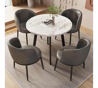 Ensemble table ronde et chaises modernes pour réception de bureau, pour négociations, petites conférences, coin repas, 80 cm (gris foncé)