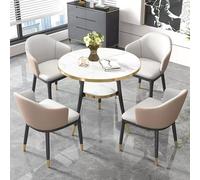 Ensemble table ronde et chaises pour 4 petites salles de conférence, meubles de salle à manger, cuisine, table de réunion, kaki et gris, idéal pour les bureaux et les magasins