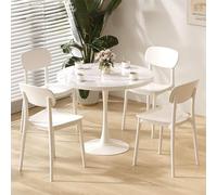 Ensemble table ronde et chaises pour petits espaces, idéal pour les négociations en réception, les petites conférences, les repas, les loisirs et l'utilisation au bureau (blanc, 80 cm/31,4 po)