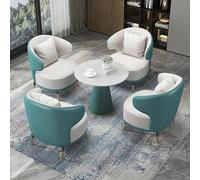 Ensemble Table Ronde Et Fauteuil D'appoint en Similicuir, Mobilier De Conversation Moderne for Salon, Bureau, Réception(C)