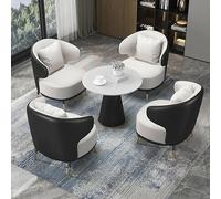 Ensemble Table Ronde Et Fauteuil D'appoint en Similicuir, Mobilier De Conversation Moderne for Salon, Bureau, Réception(E)