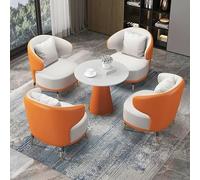 Ensemble Table Ronde Et Fauteuil D'appoint en Similicuir, Mobilier De Conversation Moderne for Salon, Bureau, Réception(A)