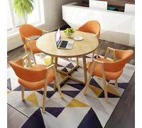 Ensemble table ronde jaune moderne de 80 cm avec 4 chaises pour salon, table de négociation élégante et chaises