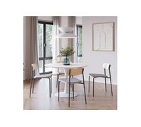 AltoBuy Table Ronde Blanche + 4 chaises Bois Taupe et métal Noir - CANTIQUE