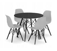 Ensemble table ronde noire TODI 80 + 4 chaises grises OSAKA