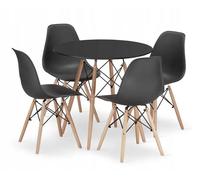 Ensemble table ronde TODI 80cm noir + 4 chaises OSAKA noires