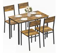 Ensemble table salle à manger avec 4 chaises - HOMCOM - 4 personnes - industriel - métal et bois - 108 x 60 x 76 cm - brun rustique