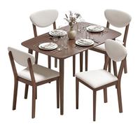 HOMCOM Ensemble Table Salle à Manger avec 4 Chaises 120 cm Crème