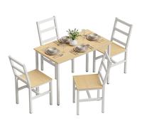 HOMCOM Ensemble Table Salle à Manger avec 4 Chaises Nordique Chêne et Blanc | Table à Manger Rectangulaire 108 cm, Chaises à Dossier à Lattes, Structure en Acier, pour Cuisine, Petit Espace