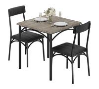 Ensemble Table salle à Manger en bois avec 2 chaises,Table de cuisine avec cuir chaise Rembourré,Pieds en Acier,Ensemble Table à manger légère pour 2 personnes pour petits espaces,appartement(Grey)