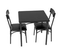 Ensemble Table salle à Manger en bois avec 2 chaises,Table de cuisine avec cuir chaise Rembourré,Pieds en Acier,Ensemble Table à manger légère pour 2 personnes pour petits espaces,appartement(Noir)