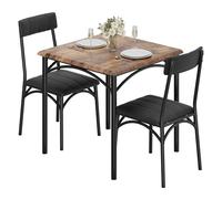 Ensemble Table salle à Manger en bois avec 2 chaises,Table de cuisine avec cuir chaise Rembourré,Pieds en Acier,Ensemble Table à manger légère pour 2 personnes pour petits espaces,appartement(Brun)