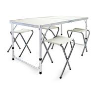 Ensemble Table Tabourets De Camping 120 Cm Aluminium Meuble Pliant Jardin Oudoor Helloshop26 16_0002494 Multicolore
