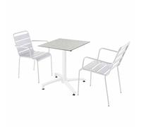 Ensemble table terrasse terrazzo et 2 chaises blanc - Oviala Opéra